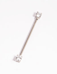 Titanium Cubic Zirconia Statement Industrial Bar - link has visual effect only