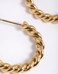 Gold Plated Stainless Steel Twisted Hoop Earrings - link has visual effect only