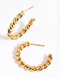 Gold Plated Stainless Steel Twisted Hoop Earrings - link has visual effect only