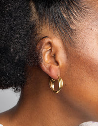 Waterproof Gold Plated Stainless Steel Hoop Earrings - link has visual effect only