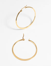 Waterproof Gold Plated Stainless Steel Thin Hoop Earrings - link has visual effect only