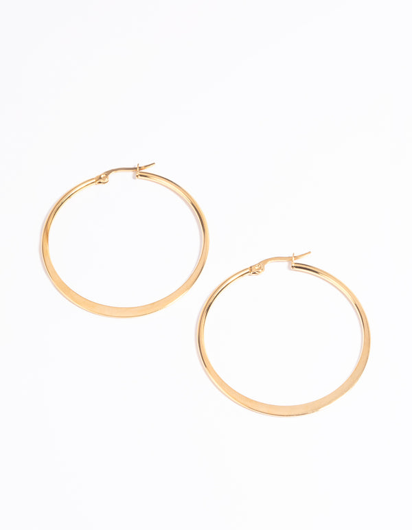 Waterproof Gold Plated Stainless Steel Thin Hoop Earrings