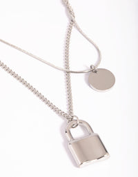 Stainless Steel Disc & Padlock Layered Necklace - link has visual effect only