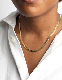 Waterproof Gold Plated Stainless Steel Herringbone Necklace - link has visual effect only