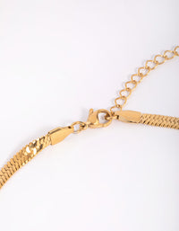 Gold Plated Stainless Steel Herringbone Necklace - link has visual effect only