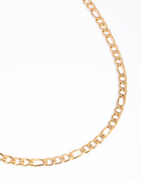 Gold Plated Stainless Steel Figaro Necklace - link has visual effect only