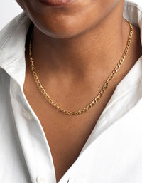 Gold Plated Stainless Steel Figaro Necklace - link has visual effect only