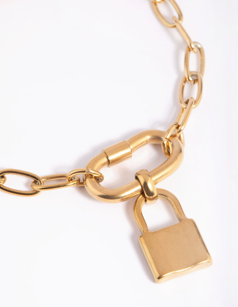 Gold Plated Surgical Steel Padlock Bracelet