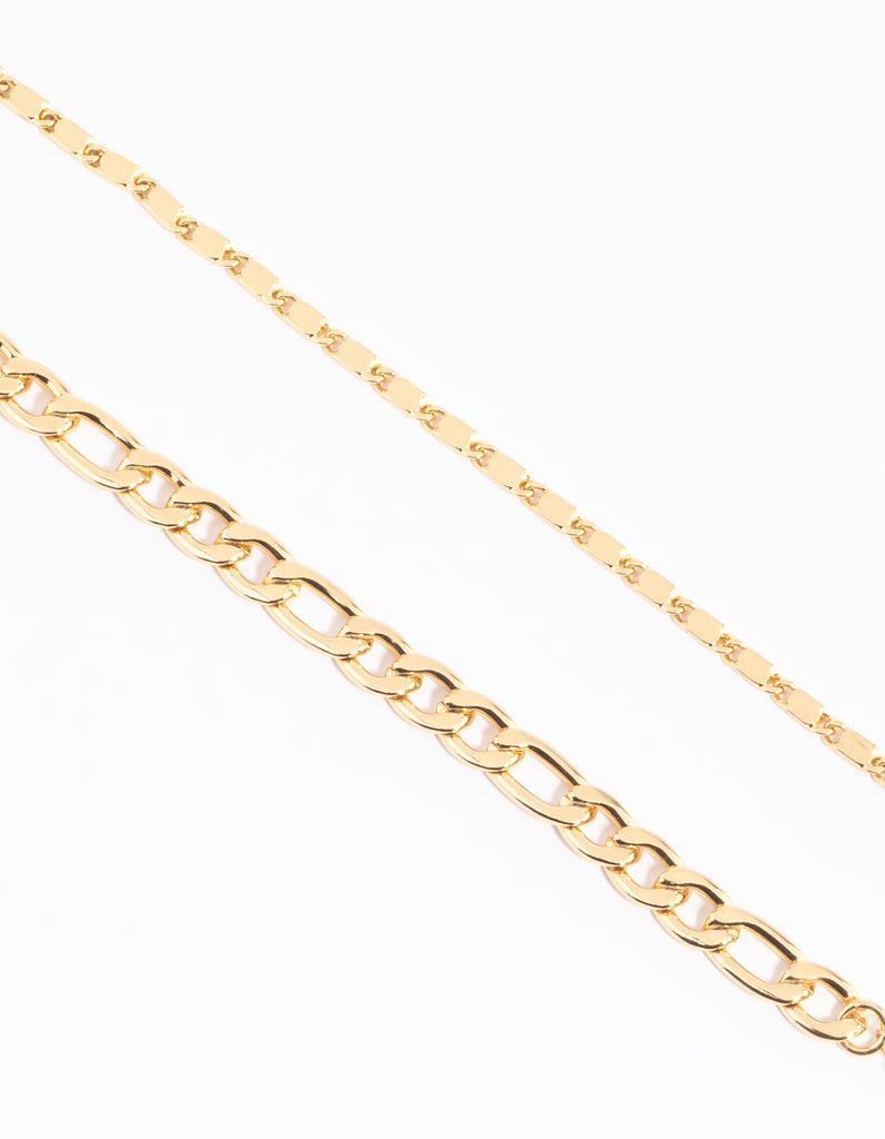 Gold Plated Mixed Chain Bracelet Set