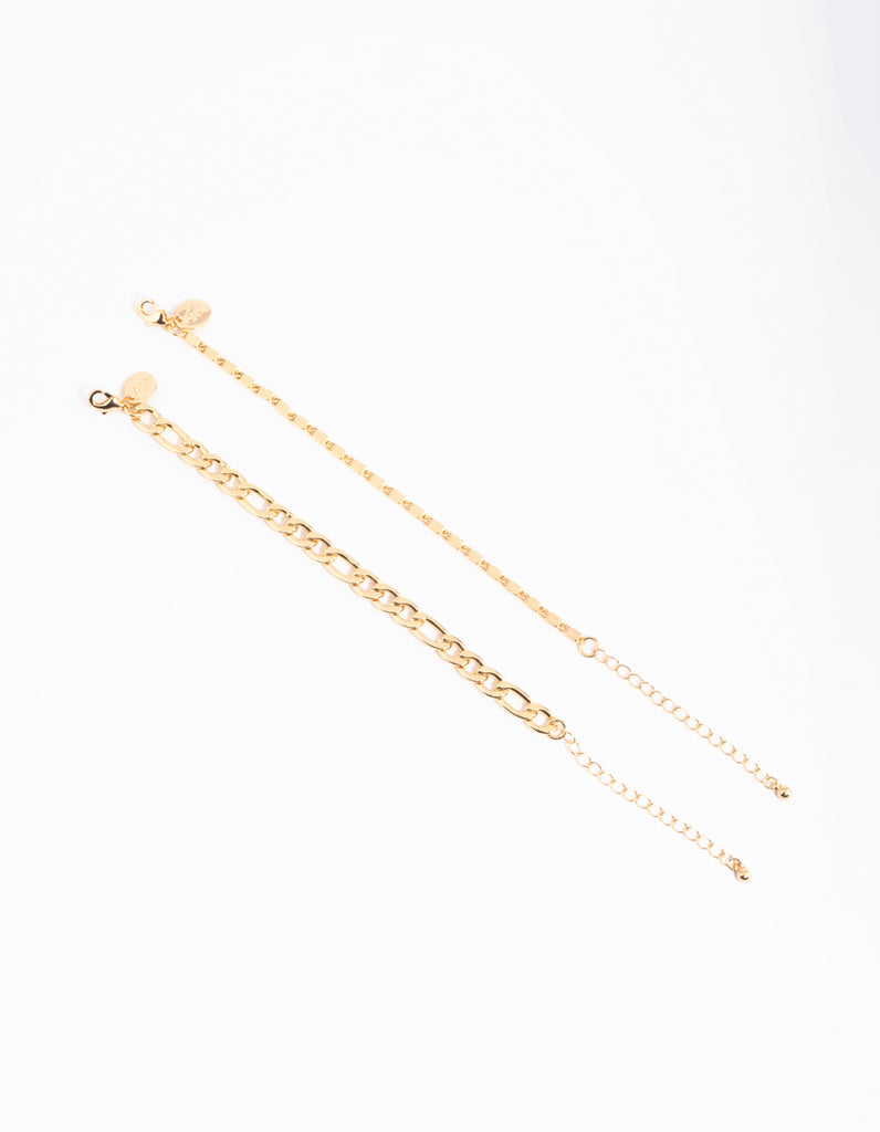 Gold Plated Mixed Chain Bracelet Set