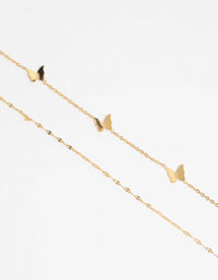 Gold Plated Stainless Steel Butterfly Chain Bracelet Set - link has visual effect only