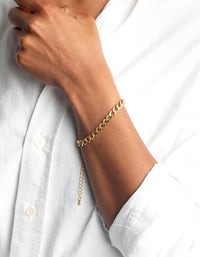 Gold Plated Surgical Steel Curb Chain Bracelet - link has visual effect only