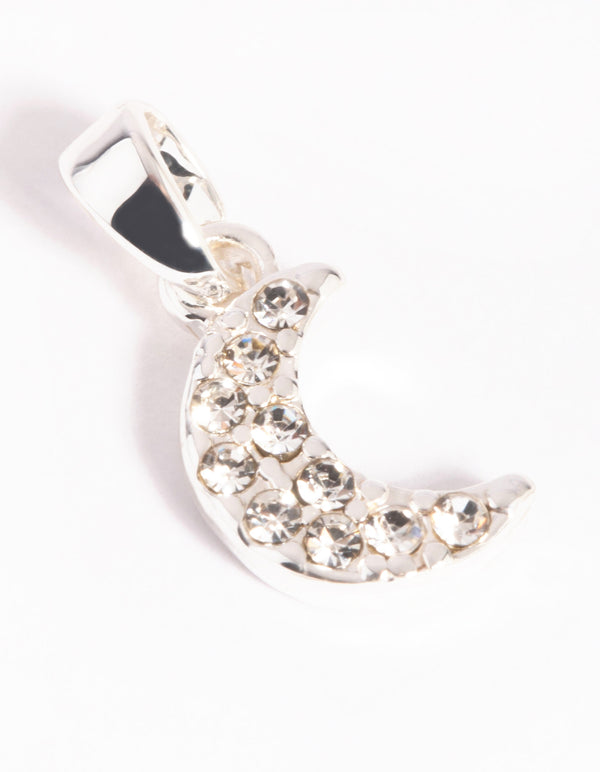 Silver Plated Diamante Moon Charm