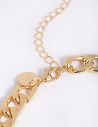 Gold Plated Curb Chain Anklet - link has visual effect only