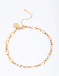 Gold Plated Surgical Steel Oval Link Anklet - link has visual effect only