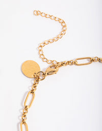 Gold Plated Surgical Steel Oval Link Anklet - link has visual effect only