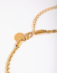 Gold Plated Stainless Steel Twisted Chain Anklet - link has visual effect only