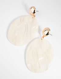 Cream Pearlised Acrylic Drop Earrings - link has visual effect only