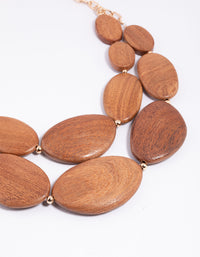 Brown Wooden Layered Necklace - link has visual effect only