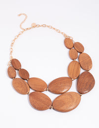 Brown Wooden Layered Necklace - link has visual effect only