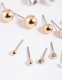 Gold Pearl Stud Earring 12-Pack - link has visual effect only