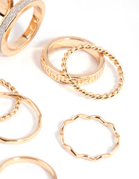 Gold Glitter Ring Stack Pack - link has visual effect only