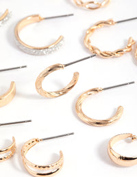 Gold Glittered & Textured Hoop Earring 8-Pack - link has visual effect only