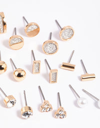 Gold Glitter Stud Earring 12-Pack - link has visual effect only