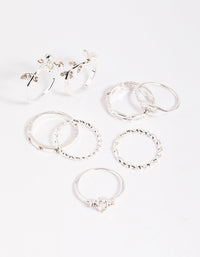 Silver Leaves Ring Stack 8-Pack - link has visual effect only