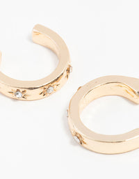 Gold Diamante Star Huggie Hoop Earrings - link has visual effect only