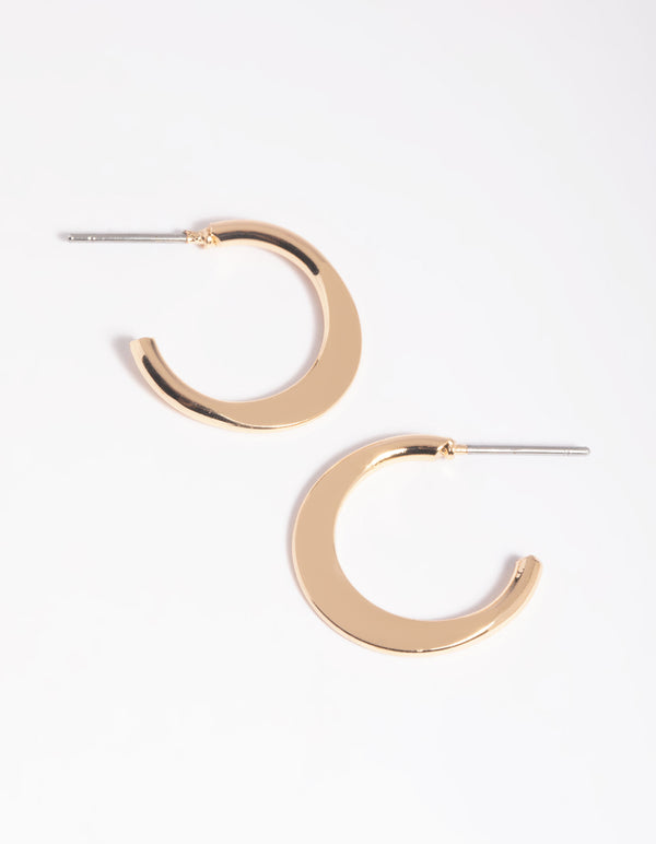 Gold Flat Huggie Hoop Earrings