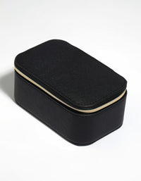 Black Faux Leather Rectangle Travel Jewellery Box - link has visual effect only