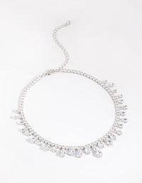 Rhodium Cubic Zirconia Droplet Choker - link has visual effect only