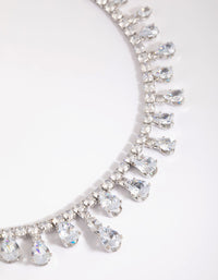 Rhodium Cubic Zirconia Droplet Choker - link has visual effect only