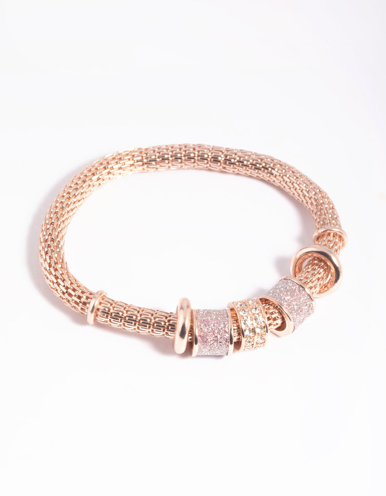 Rose Gold Mixed Charm Stretch Bracelet