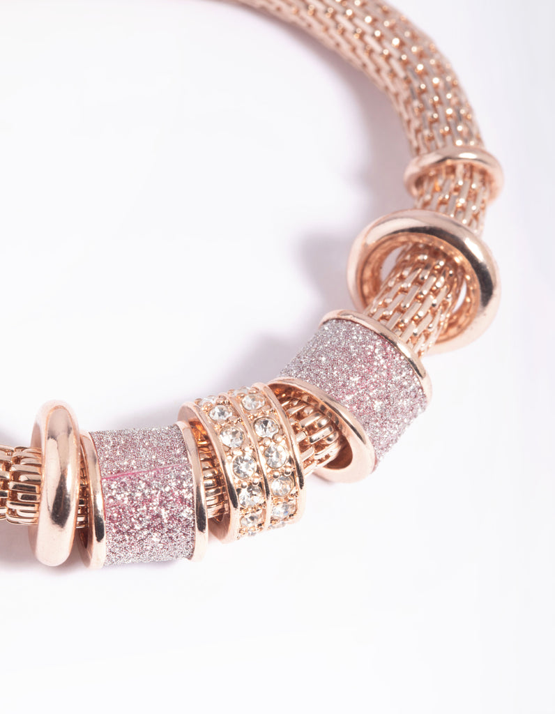 Rose Gold Mixed Charm Stretch Bracelet