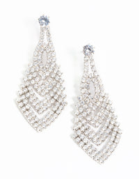 Silver Cubic Zirconia V Drop Earrings - link has visual effect only