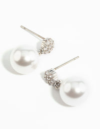 Silver Cubic Zirconia Pearl Drop Earrings - link has visual effect only