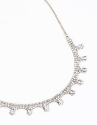 Rhodium Cubic Zirconia Droplet Necklace - link has visual effect only