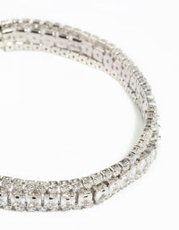 Rhodium Cubic Zirconia Wide Bracelet - link has visual effect only