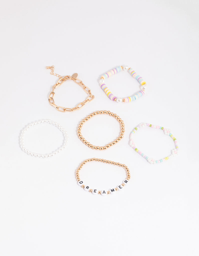 90s Colourful Pearl Bracelet Pack