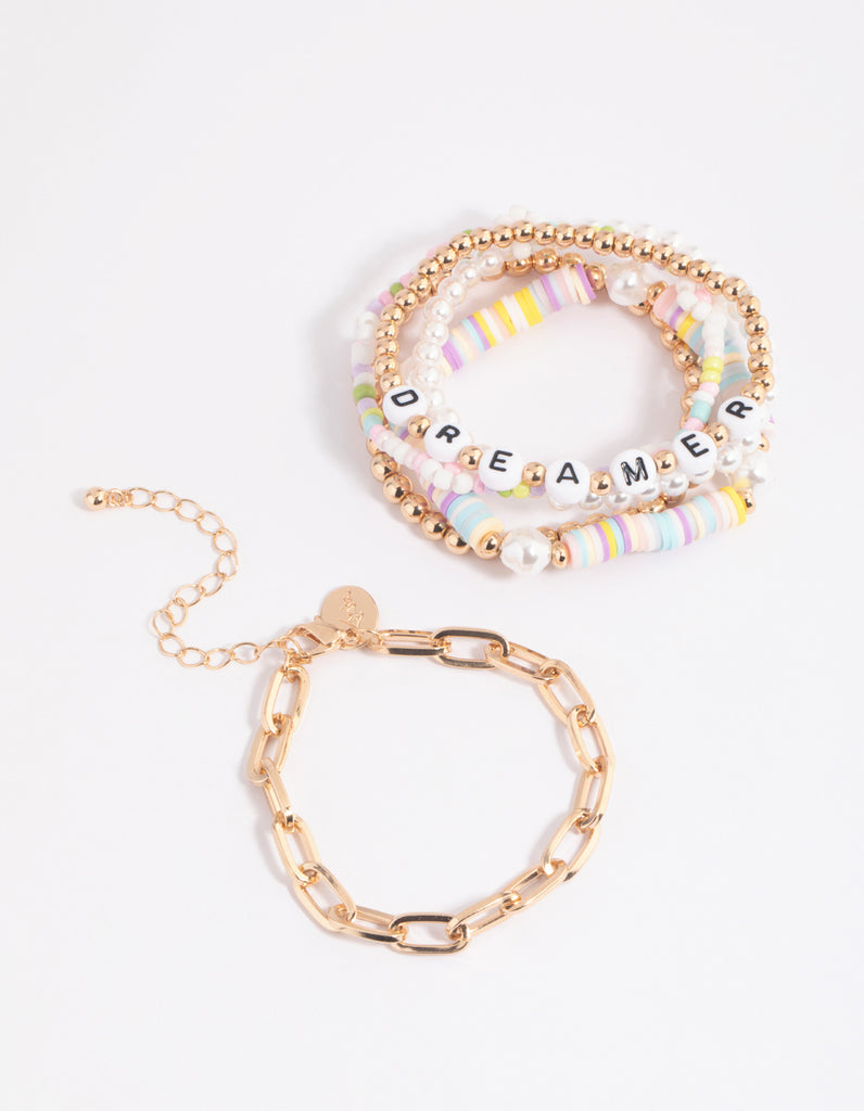 90s Colourful Pearl Bracelet Pack