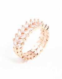 Rose Gold Plated Cubic Zirconia Navette Ring - link has visual effect only