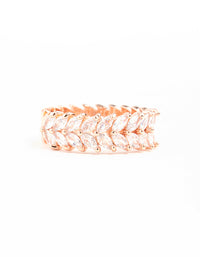 Rose Gold Plated Cubic Zirconia Navette Ring - link has visual effect only