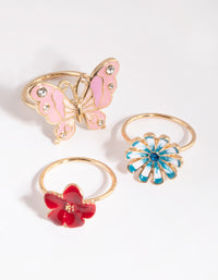 Gold Butterfly & Flower Ring - link has visual effect only