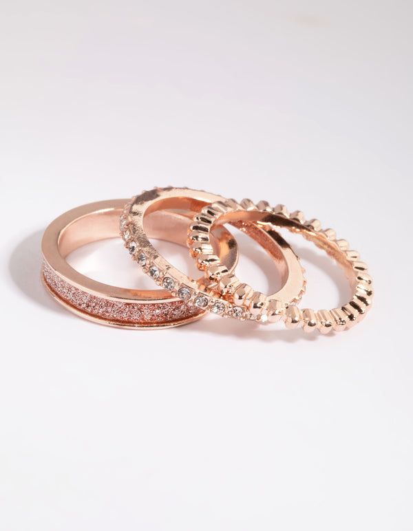 Rose Gold Glitter Ring Stack Pack