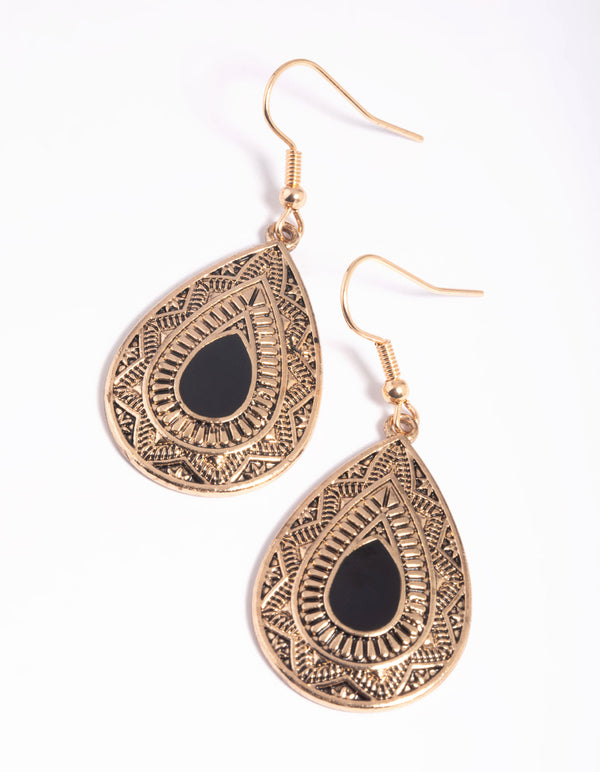 Black Teardrop Earrings