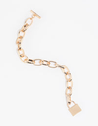 Gold Padlock Chain Bracelet - link has visual effect only