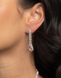 Rose Gold Teardrop Diamante Necklace & Earrings Set - link has visual effect only