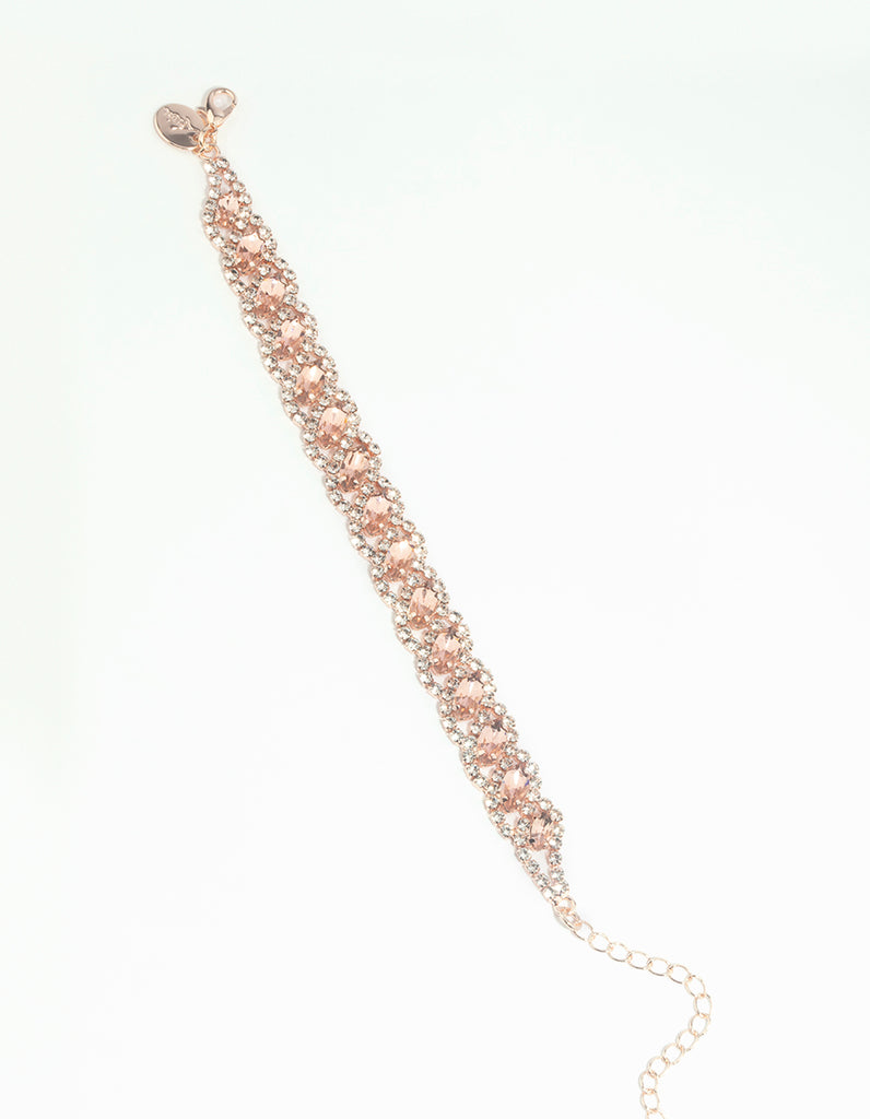 Rose Gold Diamante Link Bracelet